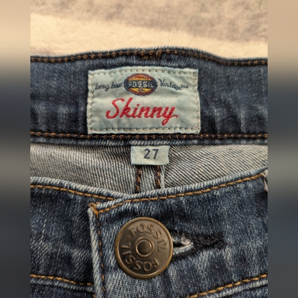 Fossil High Rise Skinny Mom Jeans Size 27 - Picture 6 of 11